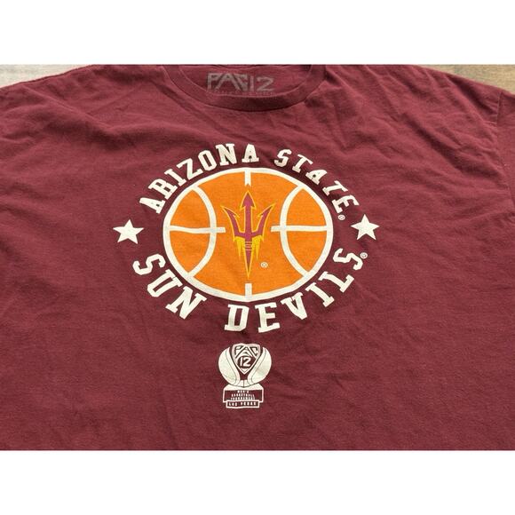 Pac 12 Mens Red Arizona State Sun Devils Short Sleeve T-Shirt Size XXL 2XL - Picture 4 of 7